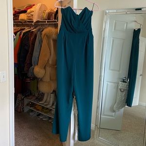 Express Green Strapless Jumpsuit